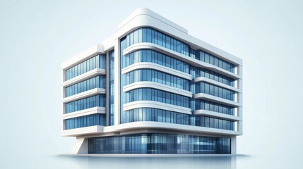 Modern architectural design featuring a sleek building with expansive glass windows located in an urban environment during daylight hours