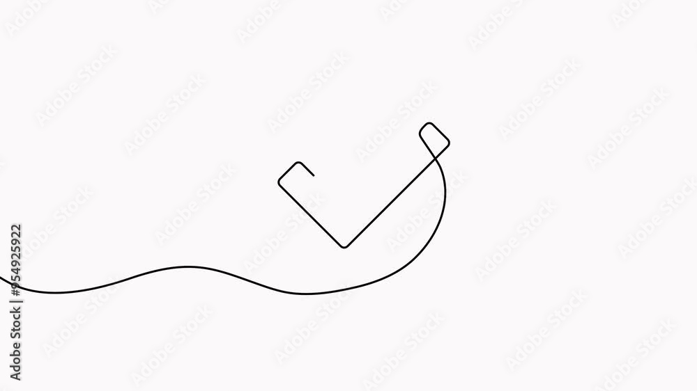 Poster checkmark in circle continuous line drawn animation. approved linear symbol animated video.