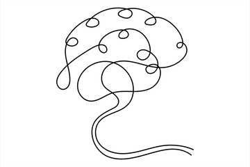 Continuous one line drawing of human brain. Hand drawn minimalism style. brain line art vector illustration