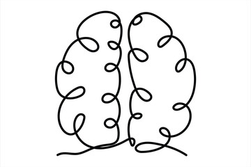 Continuous one line drawing of human brain. Hand drawn minimalism style. brain line art vector illustration