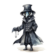 Fototapeta premium Anthropomorphic Plague Doctor in a Black Coat
