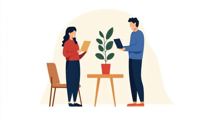 Employee receiving a performance award, recognition ceremony, flat design illustration