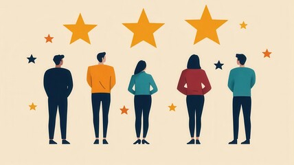 Employee satisfaction survey, team feedback, flat design illustration