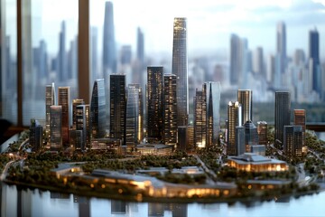 Fototapeta premium high rise buildings in office area , ai
