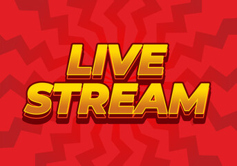 Live stream. Text effect in 3D style with modern colors