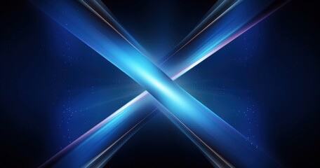 A dynamic abstract design featuring intersecting blue light beams against a dark background, creating a futuristic feel.