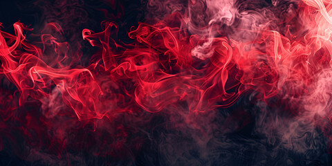 Fototapeta premium Dramatic Red Smoke Swirling in the Dark