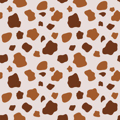 cow seamless pattern brown background