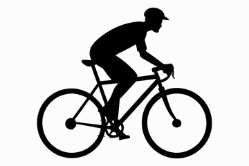 Naklejka premium silhouette of man riding bicycle, man on bicycle silhouette vector illustration, bike silhouette 