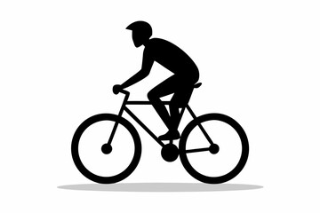 silhouette of man riding bicycle, man on bicycle silhouette vector illustration, bike silhouette
