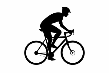 silhouette of man riding bicycle, man on bicycle silhouette vector illustration, bike silhouette
