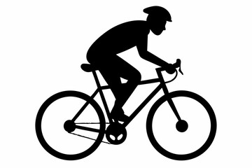 silhouette of man riding bicycle, man on bicycle silhouette vector illustration, bike silhouette
