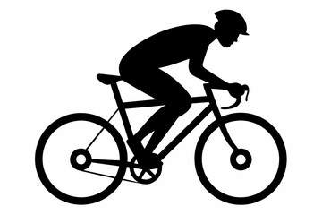 silhouette of man riding bicycle, man on bicycle silhouette vector illustration, bike silhouette
