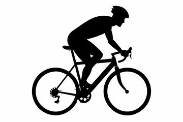 Obraz premium silhouette of man riding bicycle, man on bicycle silhouette vector illustration, bike silhouette 