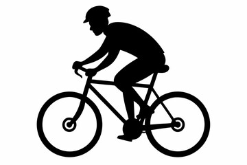 silhouette of man riding bicycle, man on bicycle silhouette vector illustration, bike silhouette
