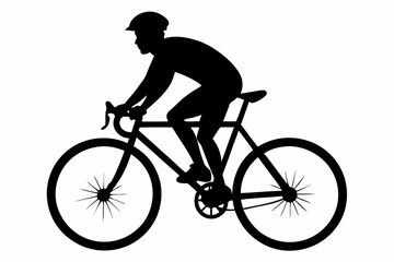 Obraz premium silhouette of man riding bicycle, man on bicycle silhouette vector illustration, bike silhouette 