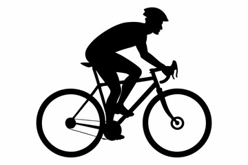 Fototapeta premium silhouette of man riding bicycle, man on bicycle silhouette vector illustration, bike silhouette 