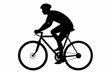 silhouette of man riding bicycle, man on bicycle silhouette vector illustration, bike silhouette
