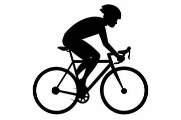 silhouette of man riding bicycle, man on bicycle silhouette vector illustration, bike silhouette
