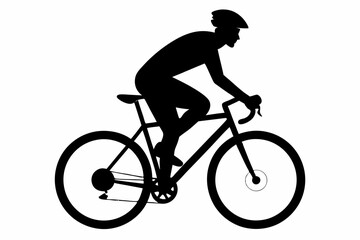 silhouette of man riding bicycle, man on bicycle silhouette vector illustration, bike silhouette
