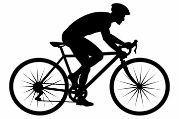 Fototapeta premium silhouette of man riding bicycle, man on bicycle silhouette vector illustration, bike silhouette 
