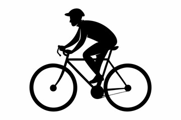 silhouette of man riding bicycle, man on bicycle silhouette vector illustration, bike silhouette
