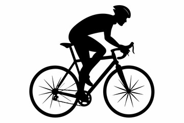 silhouette of man riding bicycle, man on bicycle silhouette vector illustration, bike silhouette
