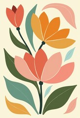 Minimalist Floral Design: Abstract Flower Pattern with a Soft Aesthetic 