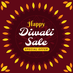 Diwali Sale in Brown Background. Deepawali Sale. Happy Diwali. Vector Illustration. Special Offer. 