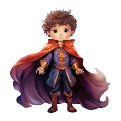 Fototapeta premium Young Boy in a Blue and Red Royal Outfit and Cape