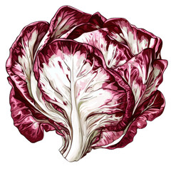 Obraz premium Vibrant red cabbage with intricate leaf patterns, perfect for culinary use or healthy eating visuals.