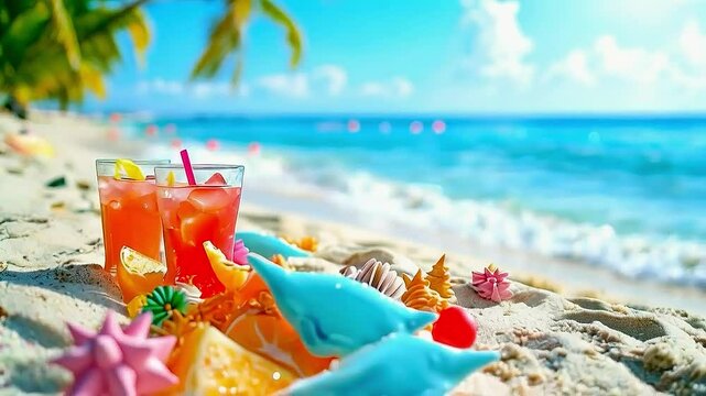drinks  and  toys  on  the beach