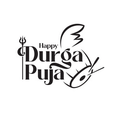 Happy Durga Puja Festival Typography Design Template