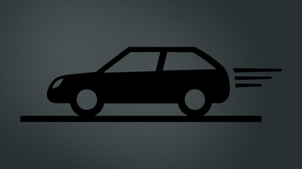 simple car web icon.in a dark gray background