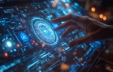 The tremendous possibilities of 6G technology are demonstrated through the interaction of a human hand with a holographic interface.