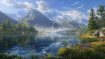 Mountain and lake wallpaper