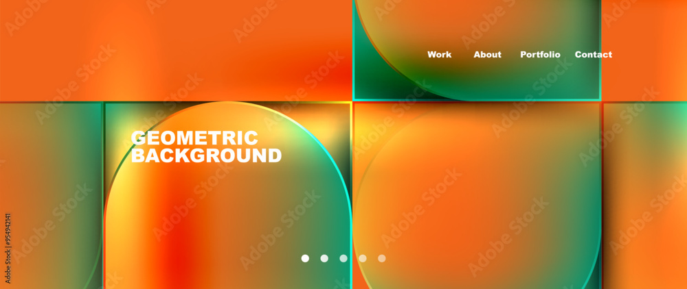 Aufkleber bright colorful squares with round elements minimal geometric background. vector illustration for wa