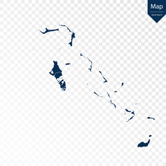Transparent - High Detailed Blue Map of Bahamas. Vector eps10.