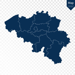 Transparent - High Detailed Blue Map of Belgium. Vector eps10.