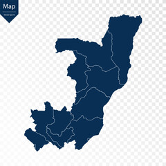 Transparent - High Detailed Blue Map of Republic of the Congo. Vector eps10.