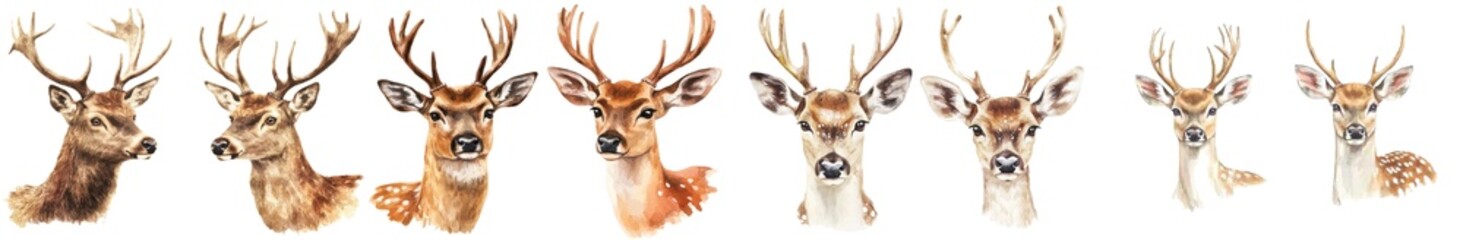 Fototapeta premium Watercolor illustration of a deer with an isolated background.