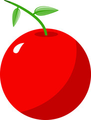 A red apple with a green leaf on top