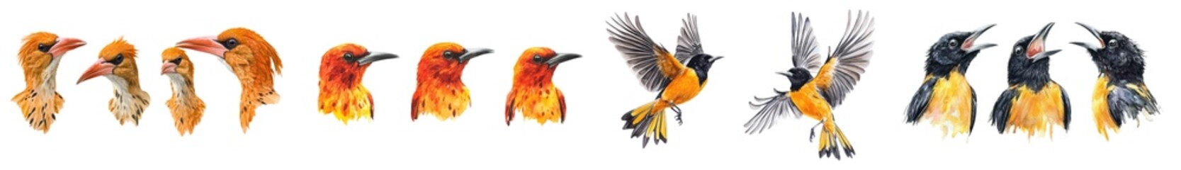 Obraz premium Watercolor clipart illustration with an isolated background of an oriole.