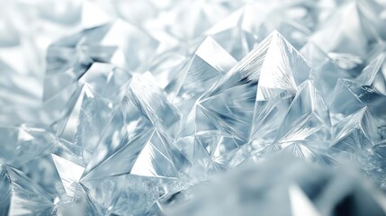 Crystalized ice structures, forming geometric shapes with sharp, angular edges, 3D abstract