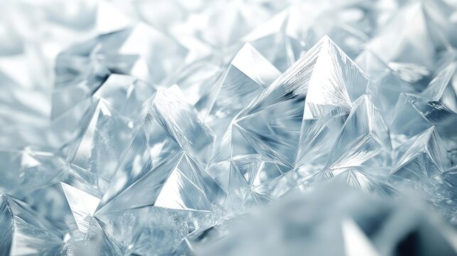 Crystalized ice structures, forming geometric shapes with sharp, angular edges, 3D abstract
