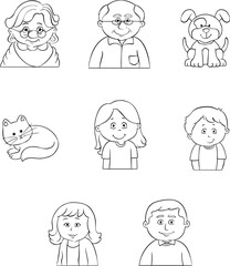 Large family. Coloring activity.