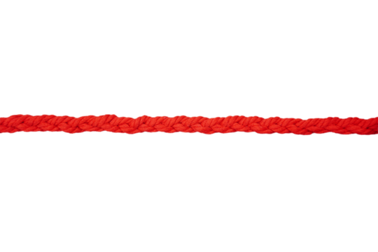 Braided red rope isolated transparent