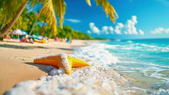 a conch shell on a beach