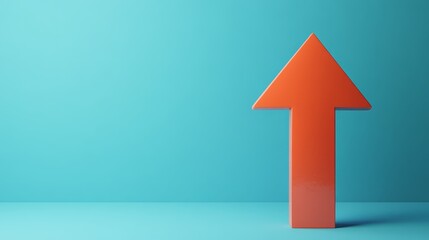 Red Arrow Up Minimalist Blue Background