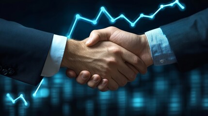 Business Handshake with Upward Trend Graph